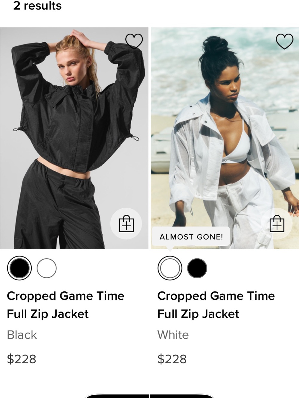 ALO Yoga Cropped Game Time Full Zip Jacket - Black